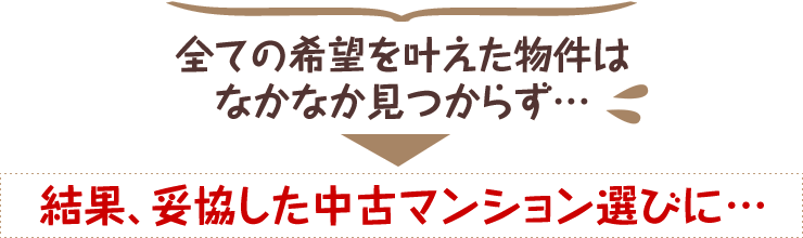 全ての希望をかなえた物件はなかなか見つからず…結果、妥協した中古マンション選びに…